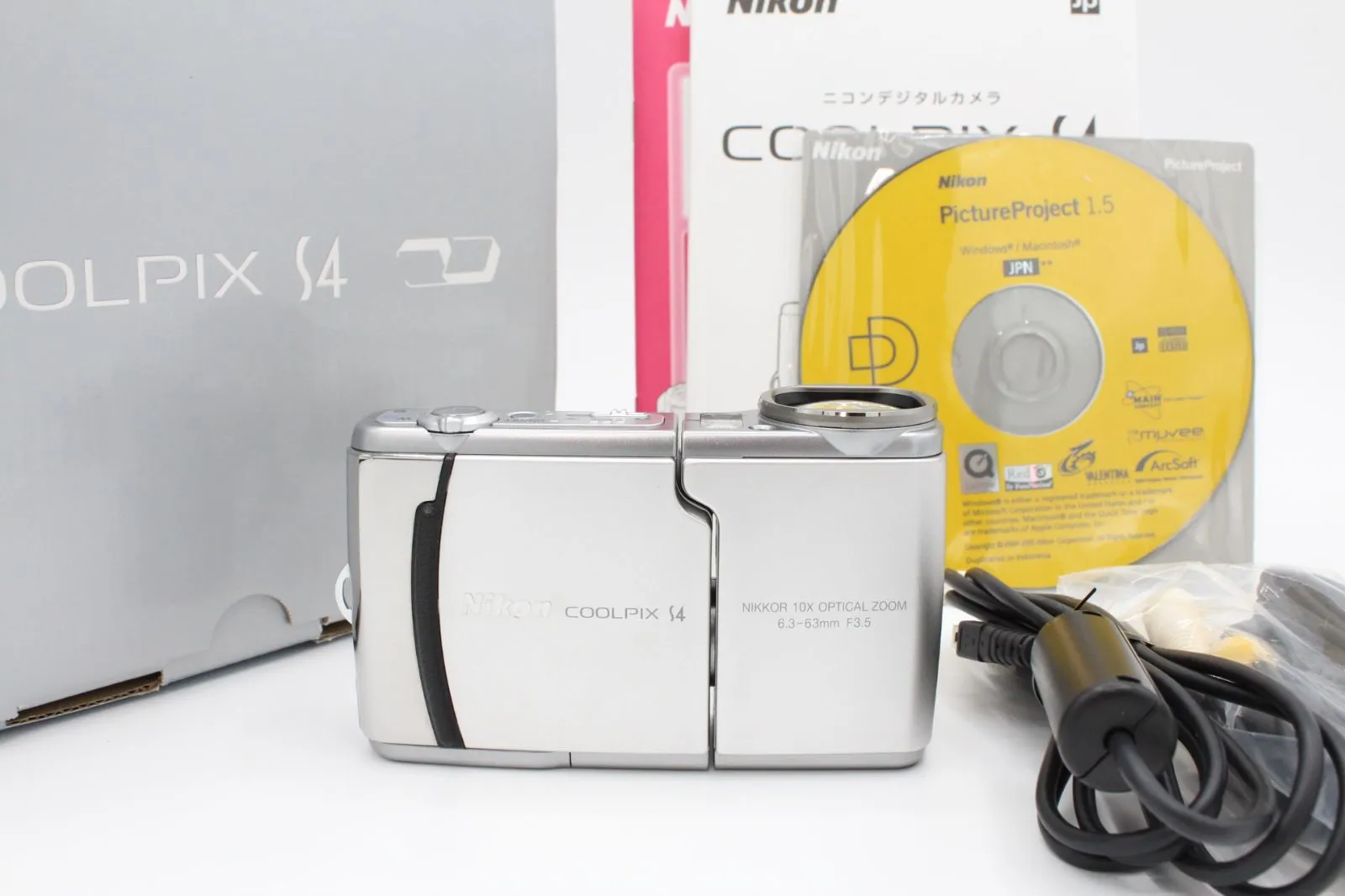 【美品】NIKON ニコン COOLPIX S4 デジタルカメラ 回転式 シルバー
