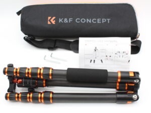 【美品】K&F CONCEPT ケーアンドエフコンセプト 三脚 5段 全高153cm 一脚可変式 自由雲台 ナットロック式 トラベル三脚 #LE2025576