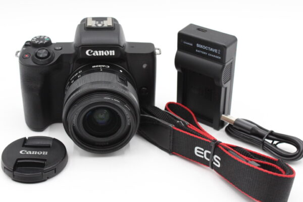 【良品】CANON キヤノン ミラーレス一眼カメラ EOS Kiss M 標準ズームキット ブラック #LE2025729