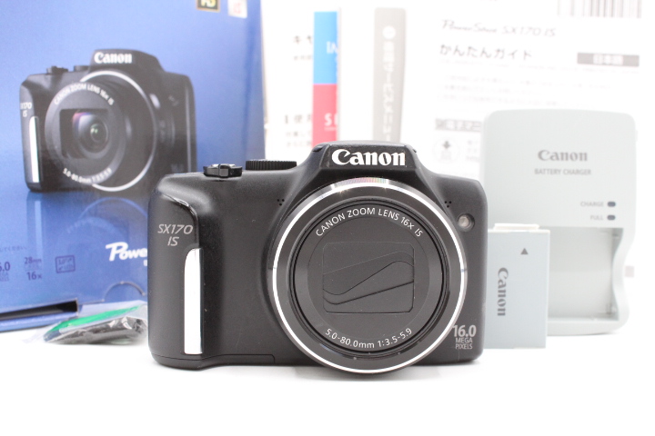 【美品】CANON キヤノン デジタルカメラ PowerShot SX170 広角28mm 光学16倍ズーム ブラック PSSX170IS #LE2027173