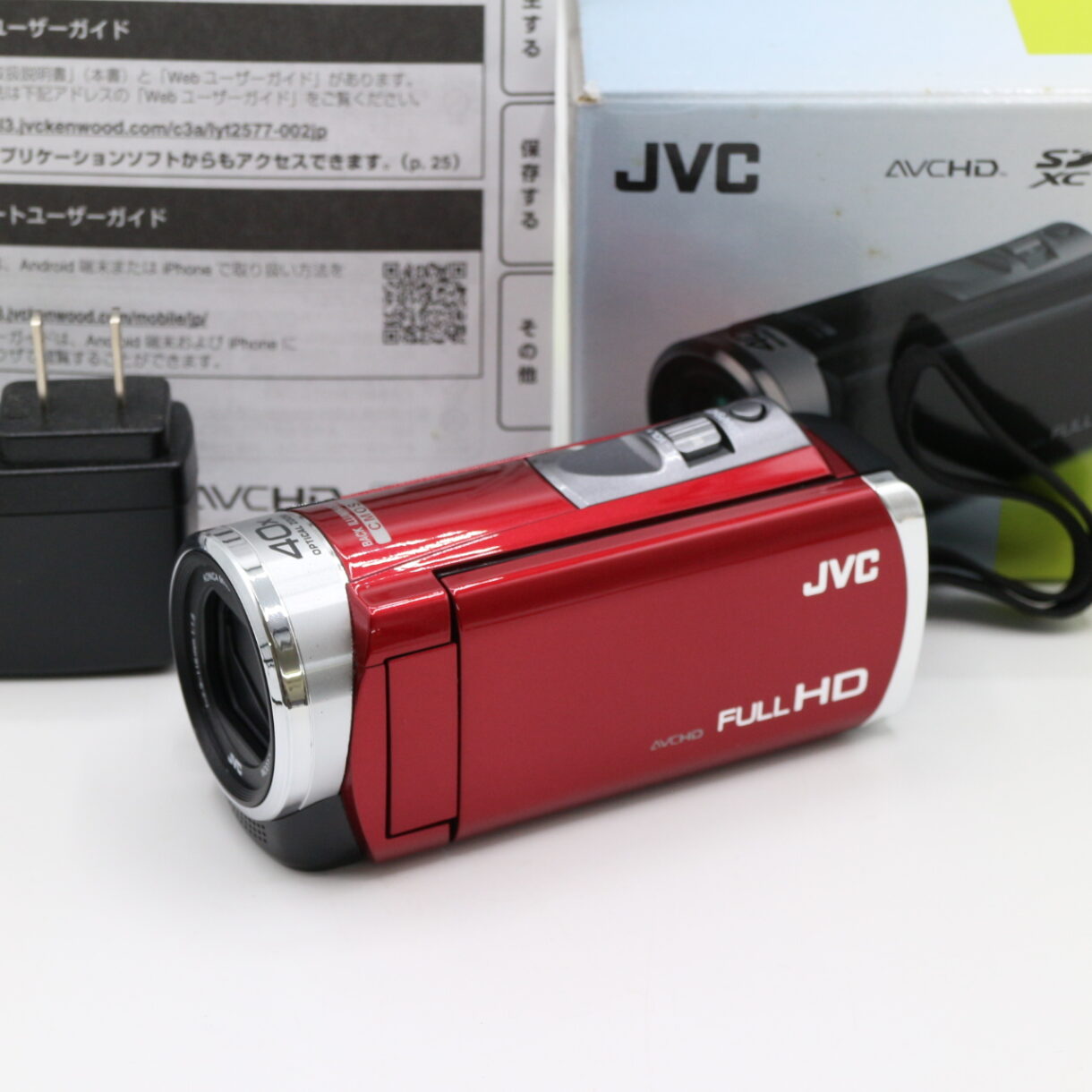 【美品】JVC ジェイブイシー GZ-HM390-R フルHD デジタルビデオカメラ 光学40倍ズーム #LE2029495